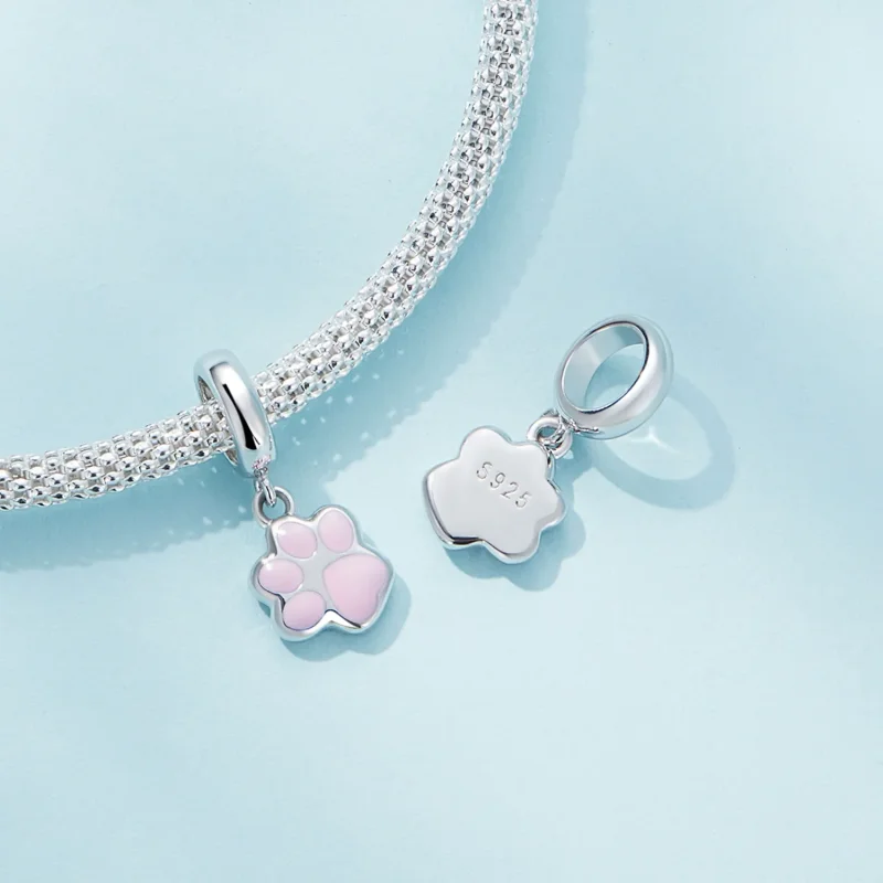 (bild till) Pandora-stil Mini Vitt Kattklo Hängelement - SCC2476-A - View 4