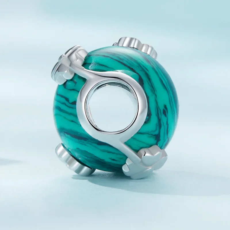 (bild till) Pandora-stil Fyraklövers Malakit Charm - SCC2489 - View 3
