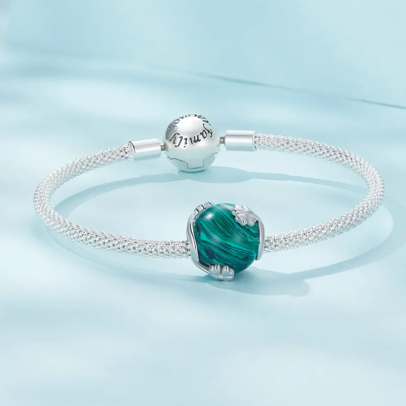 (bild till) Pandora-stil Fyraklövers Malakit Charm - SCC2489 - View 5