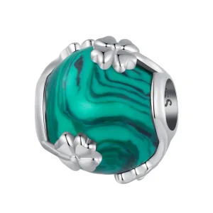 (bild till) Pandora-stil Fyraklövers Malakit Charm - SCC2489