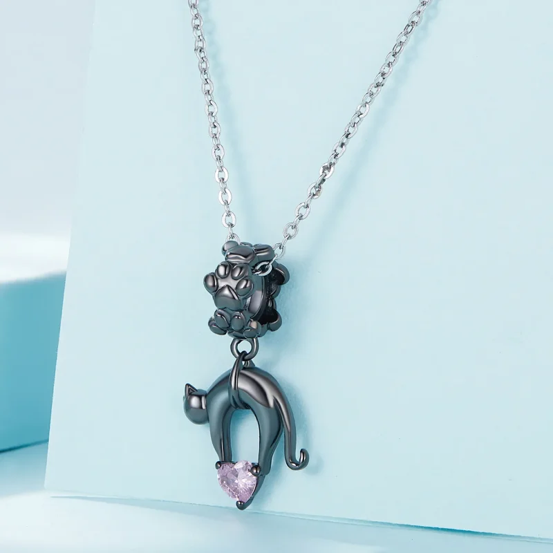 (bild till) Pandora-stil Svart Katt Hängecharm - SCC2519 - View 2
