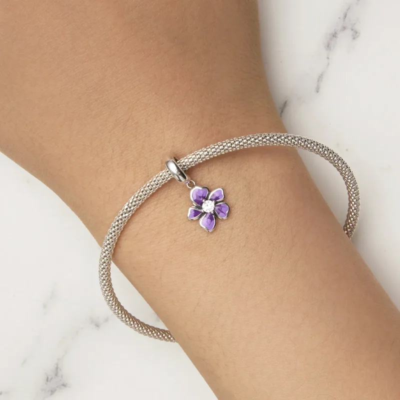(bild till) Pandora-stil Lila Blomma Hängecharm - SCC2556 - View 6