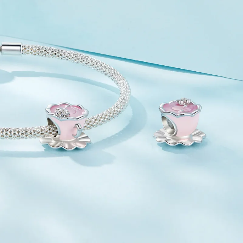 (bild till) Pandora-stil Blomstertekoppscharm - SCC2563 - View 4