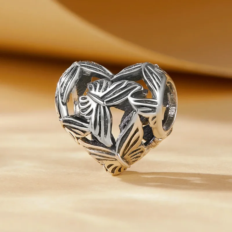 (bild till) Pandora-stil Hjärtformad Fjärilscharm - SCC2576 - View 2