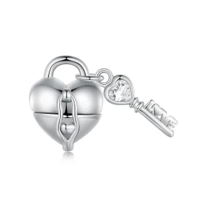 (bild till) Pandora Style Hjärtlås Nyckel Charm - SCC2580