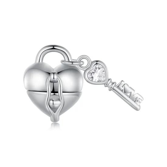 (bild till) Pandora Style Hjärtlås Nyckel Charm - SCC2580