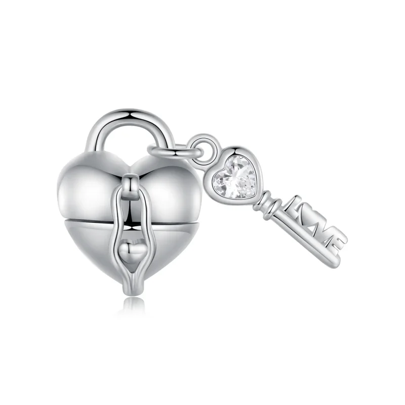 (bild till) Pandora Style Hjärtlås Nyckel Charm - SCC2580