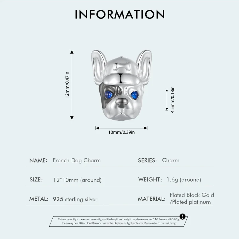 (bild till) Pandora-stil French Bulldog-charm - SCC2588 - View 4