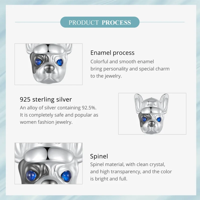 (bild till) Pandora-stil French Bulldog-charm - SCC2588 - View 6