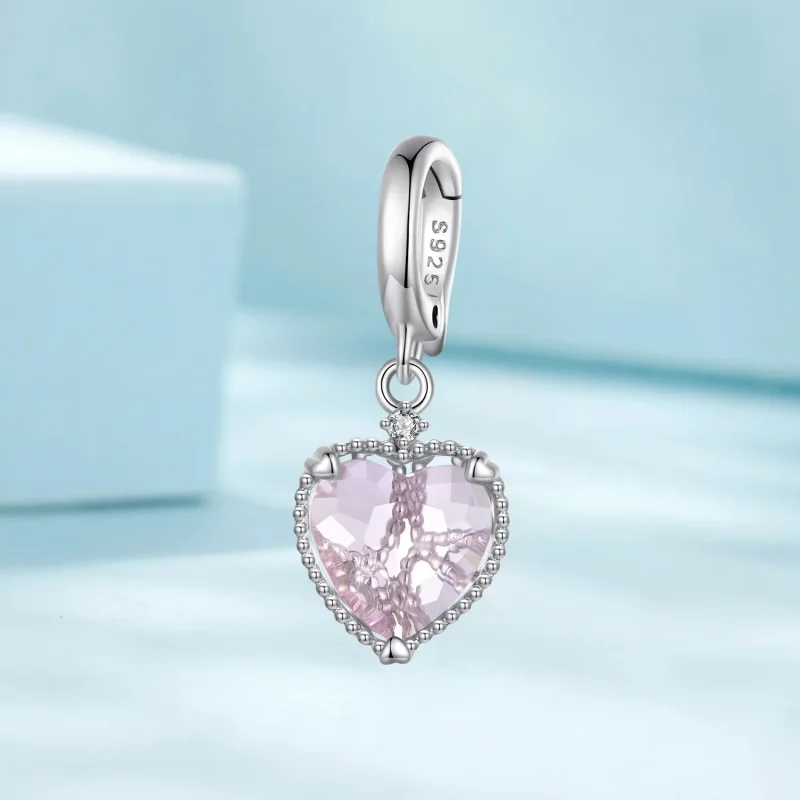 (bild till) Pandora-stil Rosa Hjärta Hängsmycke - SCC2594 - View 2