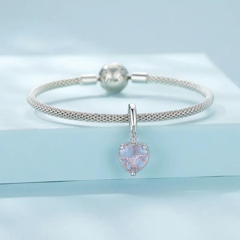 (bild till) Pandora-stil Rosa Hjärta Hängsmycke - SCC2594 - View 3