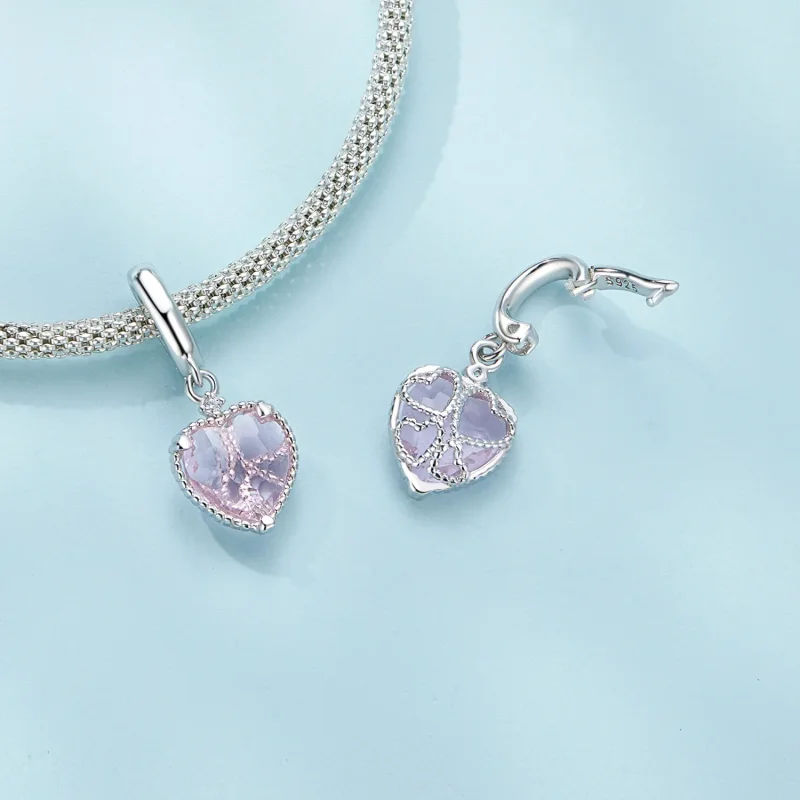 (bild till) Pandora-stil Rosa Hjärta Hängsmycke - SCC2594 - View 4