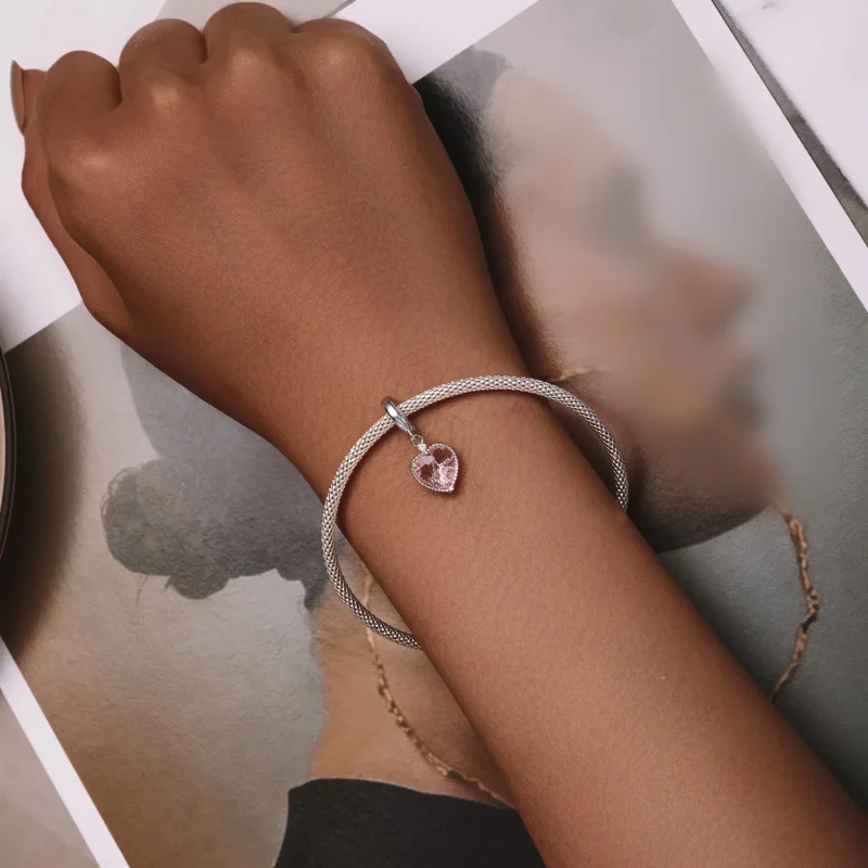 (bild till) Pandora-stil Rosa Hjärta Hängsmycke - SCC2594 - View 5