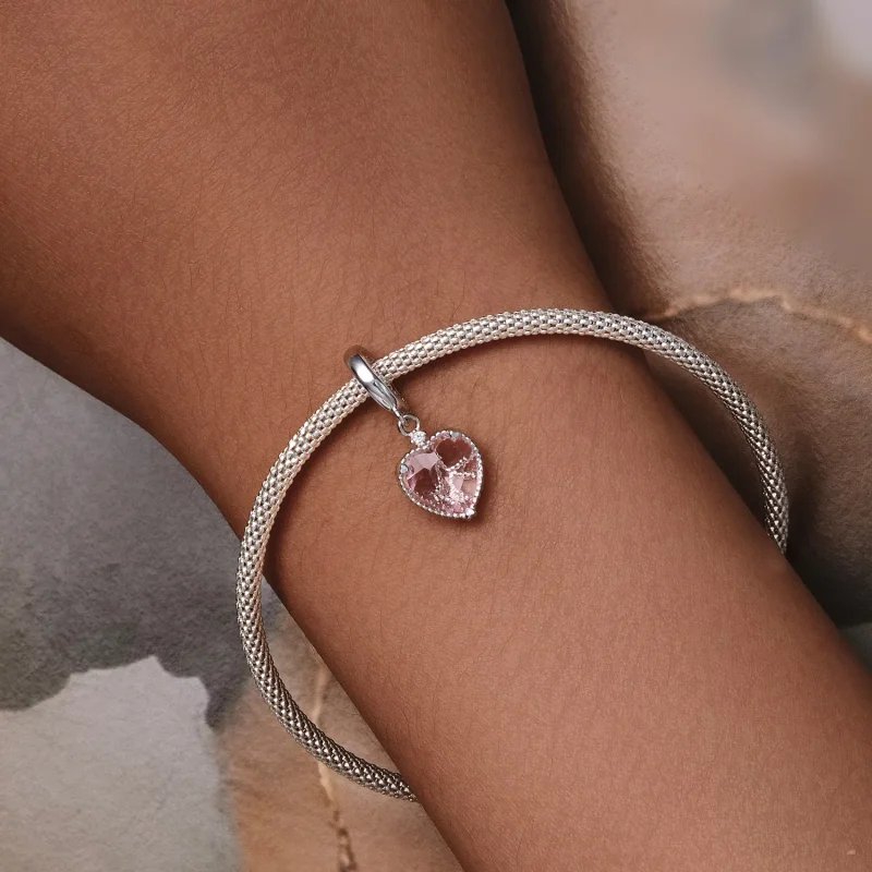 (bild till) Pandora-stil Rosa Hjärta Hängsmycke - SCC2594 - View 6