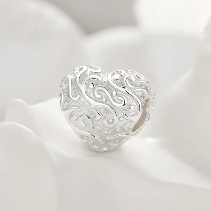 (bild till) Pandora-stil Hjärtformad Mönster Charm - SCC2618 - View 2
