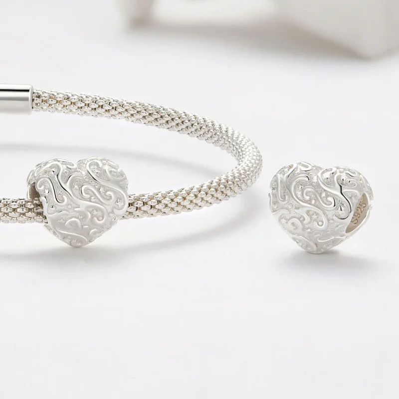 (bild till) Pandora-stil Hjärtformad Mönster Charm - SCC2618 - View 4