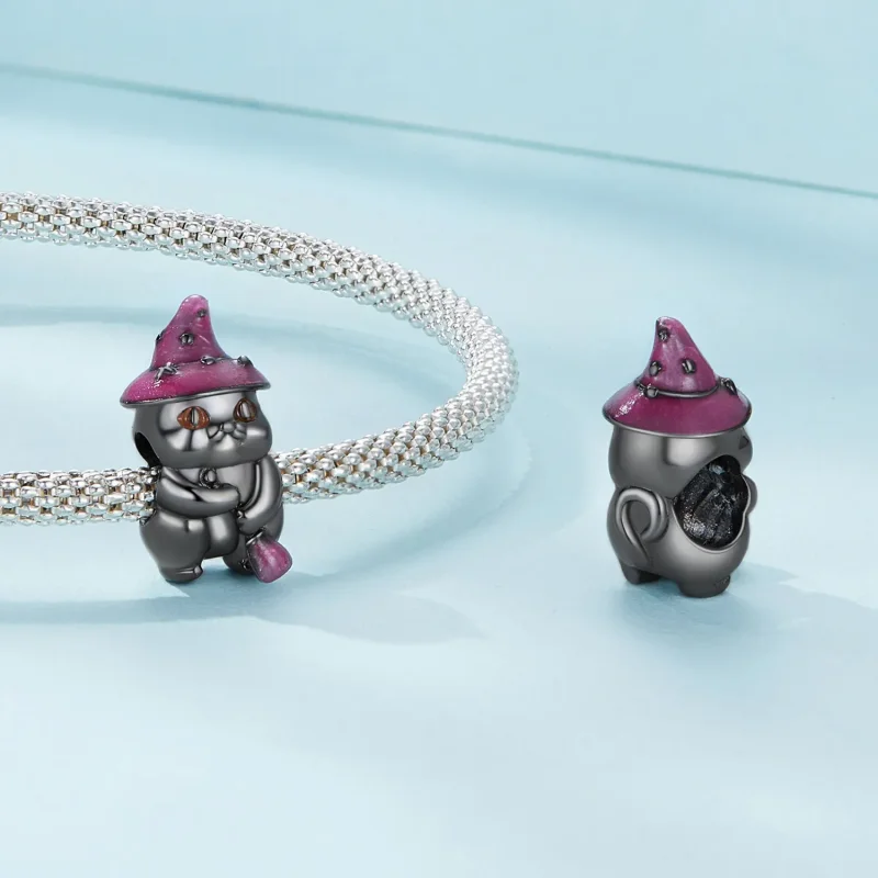 (bild till) Pandora-stil Halloween Häxakatt Charm - SCC2625 - View 4