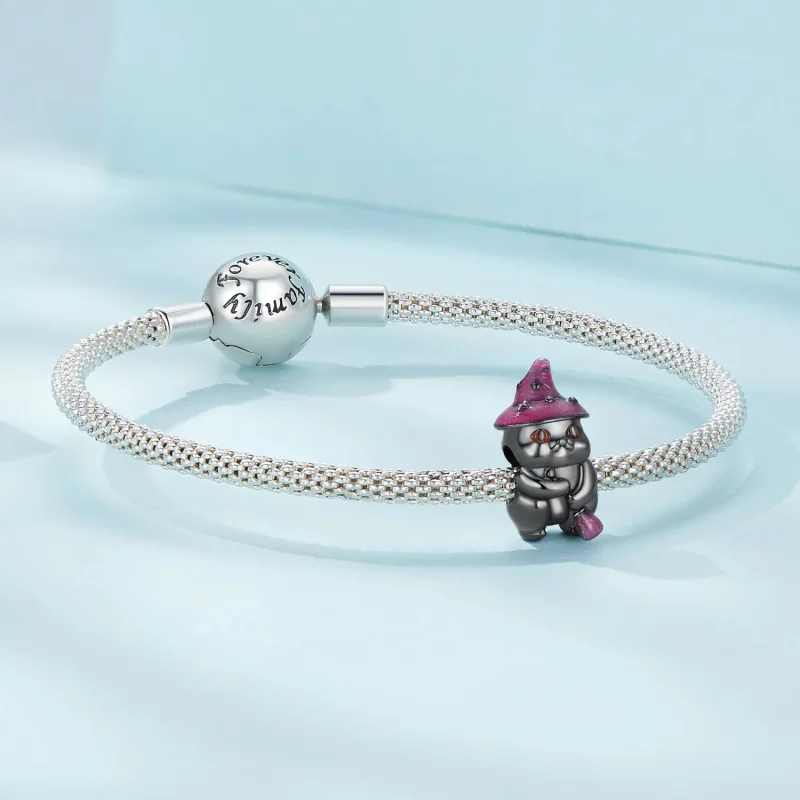 (bild till) Pandora-stil Halloween Häxakatt Charm - SCC2625 - View 5