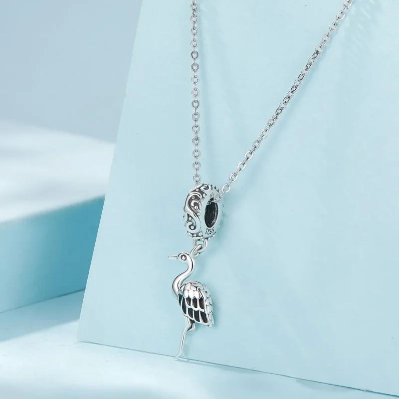 (bild till) Pandora-stil Vit Stork Hängecharm - SCC2635 - View 2