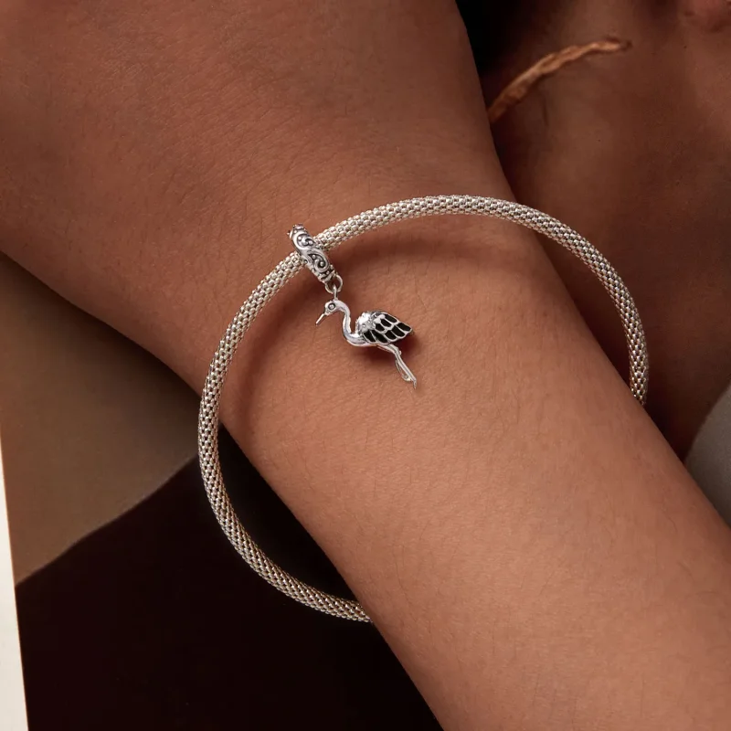 (bild till) Pandora-stil Vit Stork Hängecharm - SCC2635 - View 6