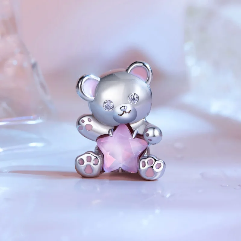 (bild till) Pandora-stil Rosa Stjärnbjörn Charm - SCC2638 - View 2