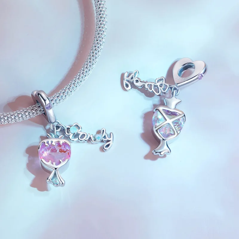 (bild till) Pandora-stil Rosa Godis Hängecharm - SCC2640 - View 3