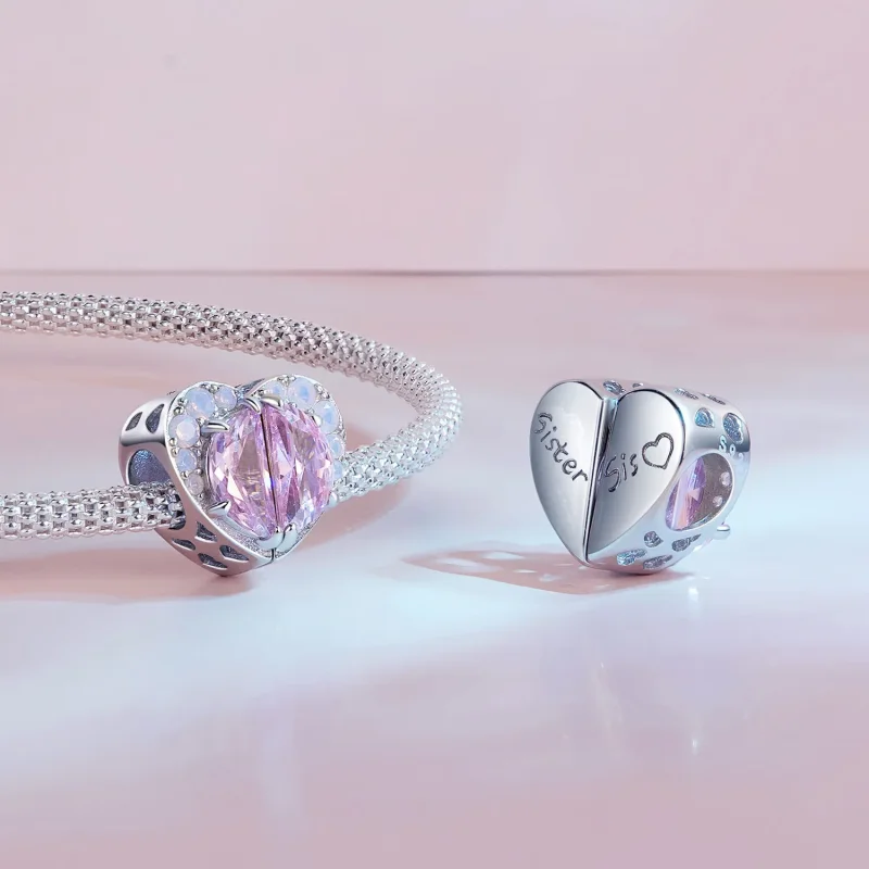 (bild till) Pandora Style Rosa Systrar Hjärtacharm - SCC2641 - View 5