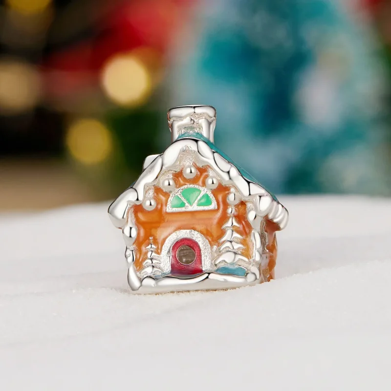 (bild till) Pandora-stil Glödande Julaftonshus Charm - SCC2646 - View 2