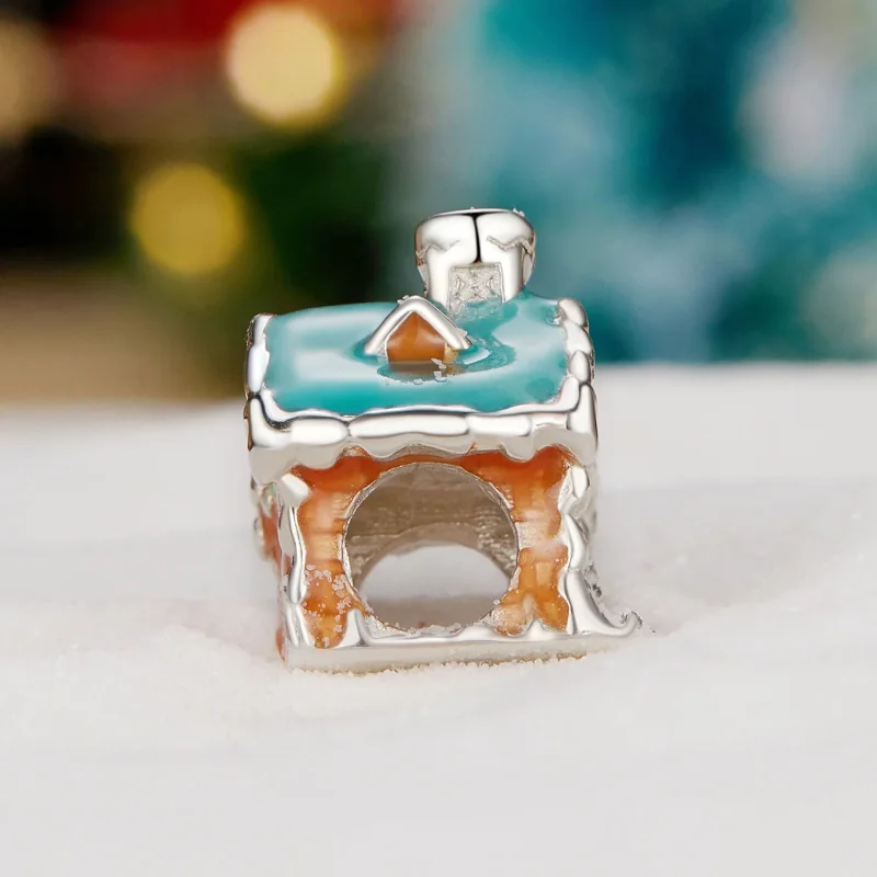(bild till) Pandora-stil Glödande Julaftonshus Charm - SCC2646 - View 3