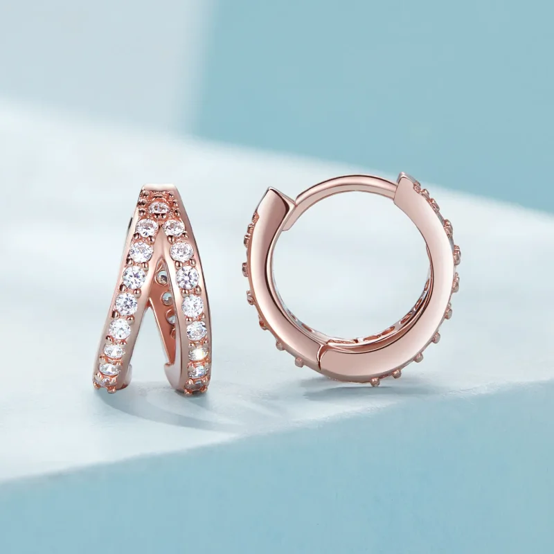 (bild till) Pandora-stil Roséguld Moderna Kvinnor Örhängen - SCE1187-C - View 2