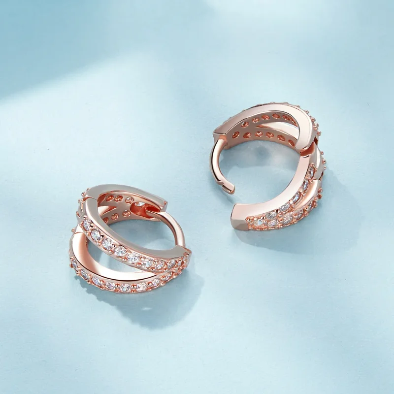 (bild till) Pandora-stil Roséguld Moderna Kvinnor Örhängen - SCE1187-C - View 3