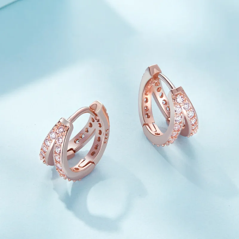 (bild till) Pandora-stil Roséguld Moderna Kvinnor Örhängen - SCE1187-C - View 4