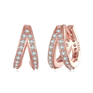 Pandora-stil Roséguld Moderna Kvinnor Örhängen - SCE1187-C (bild till) Pandora-stil Roséguld Moderna Kvinnor Örhängen - SCE1187-C
