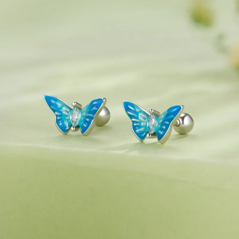 (bild till) Pandora-stil Exquisite Butterfly Studs Örhängen - SCE1571 - View 2