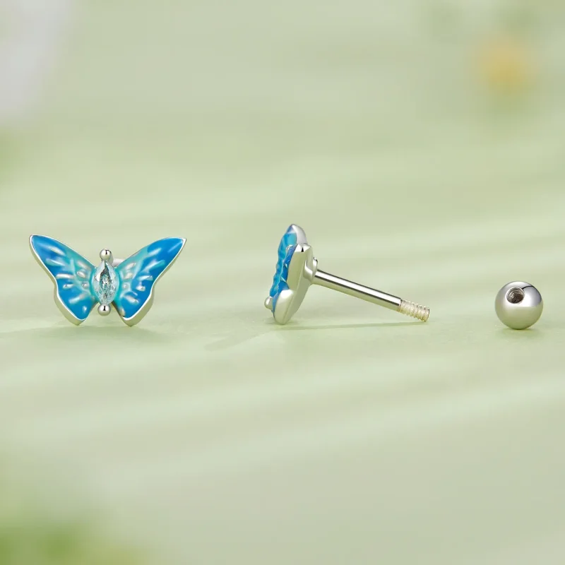 (bild till) Pandora-stil Exquisite Butterfly Studs Örhängen - SCE1571 - View 3