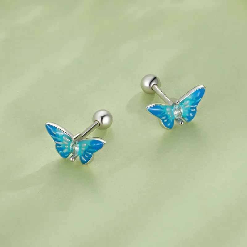 (bild till) Pandora-stil Exquisite Butterfly Studs Örhängen - SCE1571 - View 4