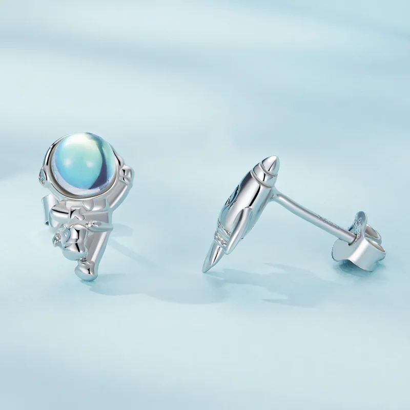 (bild till) Pandora Style Spaceship Asymmetric Earrings - SCE1578 - View 3