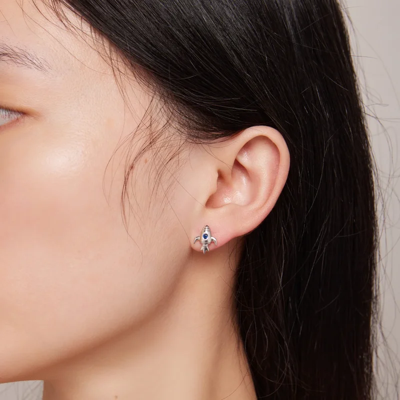 (bild till) Pandora Style Spaceship Asymmetric Earrings - SCE1578 - View 6
