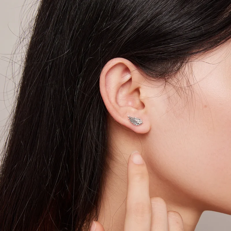 (bild till) Pandora-stil Ängelvinge Örhängen - SCE1579 - View 5