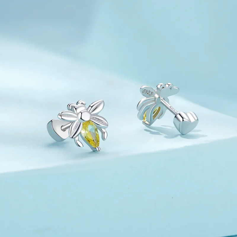 (bild till) Pandora-stil Bee Two Wear Studs Örhängen - SCE1580 - View 2