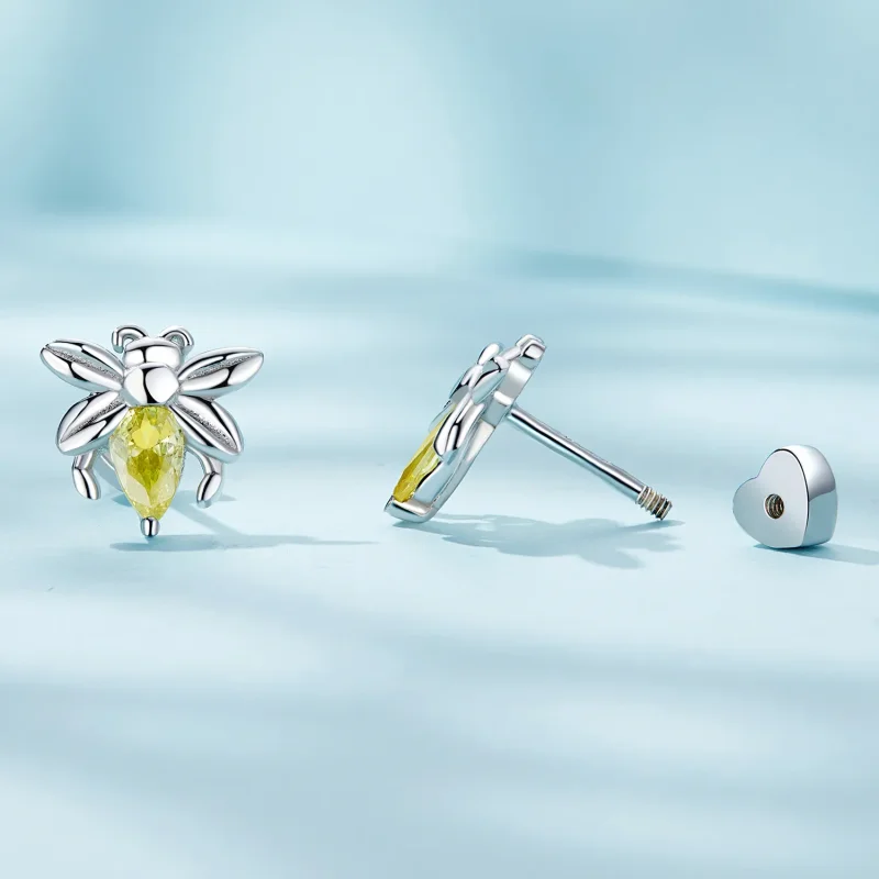 (bild till) Pandora-stil Bee Two Wear Studs Örhängen - SCE1580 - View 3