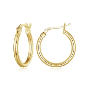 (bild till) Pandora-stil Medium Hoop Plain Silver Hängeörhängen - SCE1608-MB