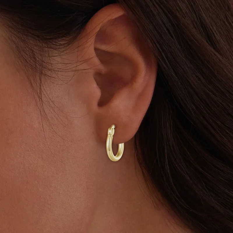 (bild till) Pandora-stil Små Örhängen i Ringform med Slät Silverdesign - SCE1608-SB - View 2