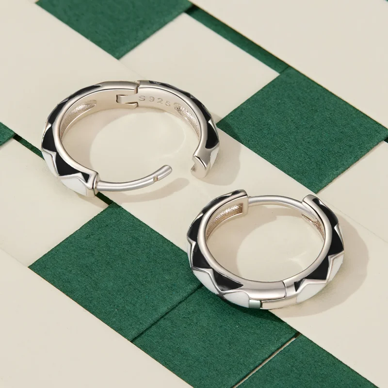 (bild till) Pandora-stil Diamantmönstrade örhängen - SCE1611-BK - View 4