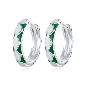 (bild till) Pandora-stil Grön och vit diamantmönsterörhängen - SCE1611-GN
