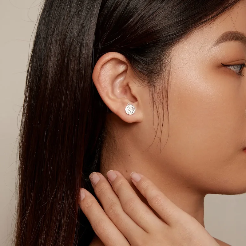 (bild till) Pandora-stil Vita Kanin Klock Studs Örhängen - SCE1617 - View 7