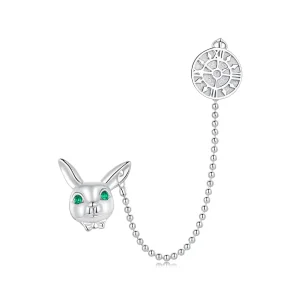 (bild till) Pandora-stil Vita Kanin Klock Studs Örhängen - SCE1617