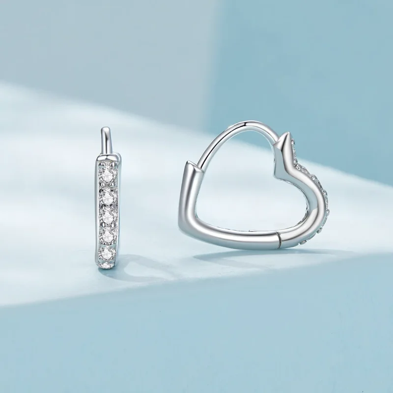 (bild till) Pandora-stil Hjärtformade Örhängen i Ringform - SCE1626 - View 2