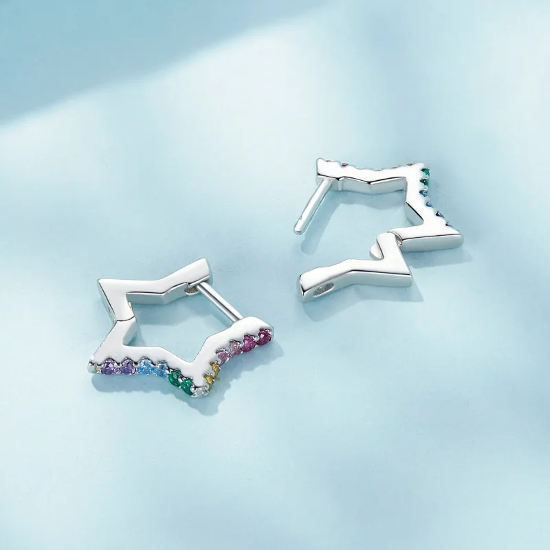 (bild till) Pandora-stil Iridescent Stars Örhängen - SCE1627 - View 4