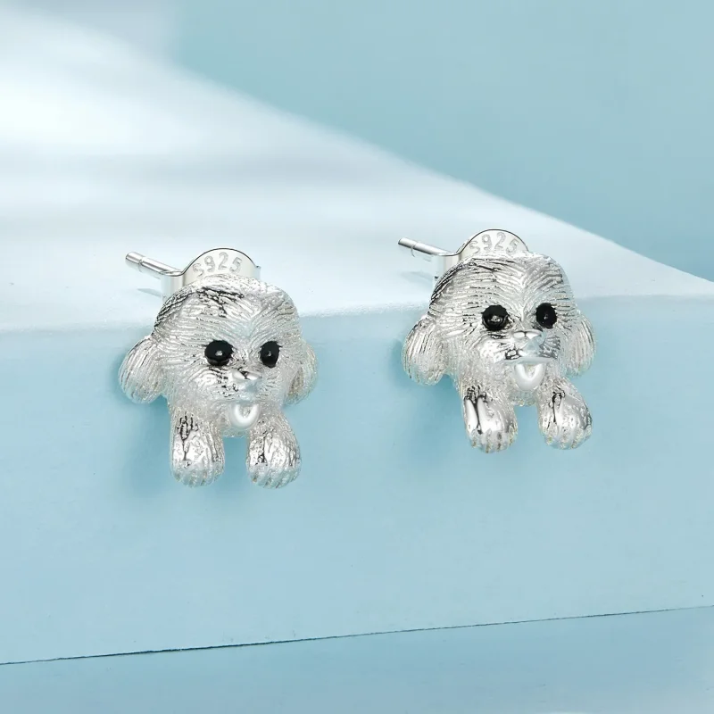 (bild till) Pandora Style Teddy-studsöronhängen - SCE1631 - View 2